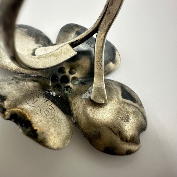 Stuart NYE vintage 1940s 925 sterling silver dogwood flower adjustable ring - Picture 6 of 9